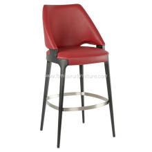 Italian minimalist red leather bar chair